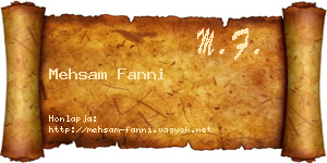 Mehsam Fanni névjegykártya
